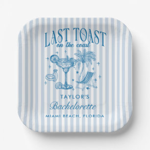 Coastal Bachelorette Modern Cocktail Party Blue Paper Plate