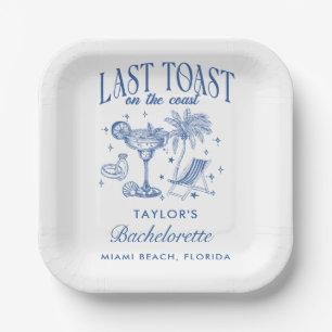 Coastal Bachelorette Modern Cocktail Party Blue Paper Plate