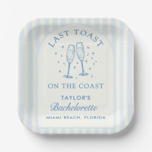 Coastal Bachelorette Modern Cocktail Party Blue Paper Plate