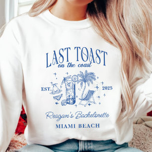 Coastal Bachelorette Modern Cocktail Party Blue Sweatshirt