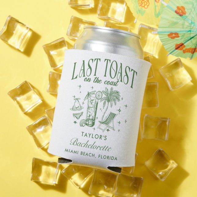 Coastal Bachelorette Modern Cocktail Party Green Can Cooler (In Situ Summer)