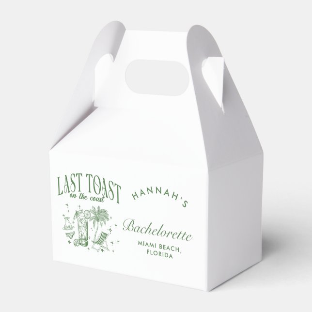 Coastal Bachelorette Modern Cocktail Party Green Favor Box (Front Side)