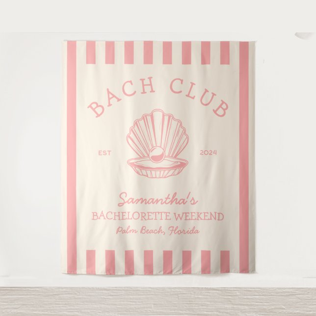 Coastal Bachelorette Party pink Backdrop bach club Tapestry (Front)