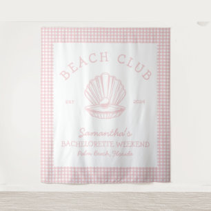 Coastal Bachelorette pink beach club Tapestry