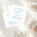Coastal Bachelorette Weekend Girl's Club Square Paper Coaster<br><div class="desc">This design features trendy bold text,  beachy coastal vibes with hand drawn cocktails.</div>