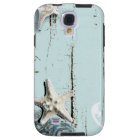Coastal barn wood aqua blue starfish seashells