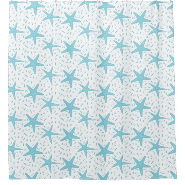 Coastal Beach Aqua Blue Starfish Pattern (Front)