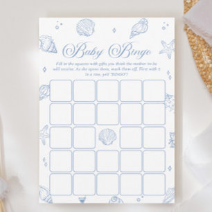 Coastal Beach Baby Shower Bingo Game Card