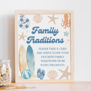 Coastal Beach Baby Shower Family Traditions  Poster