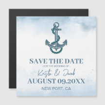 Coastal Beach Blue Nautical Wedding Save The Date
