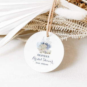 Coastal Beach blue seashell bridal shower Favour Tags