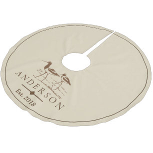 Coastal Beach Brown Sandpiper Birds   Personalized Brushed Polyester Tree Skirt