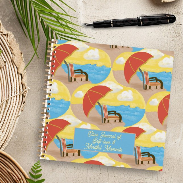 Coastal Beach Chair Personalized Spiral Notebook (Creator Uploaded)