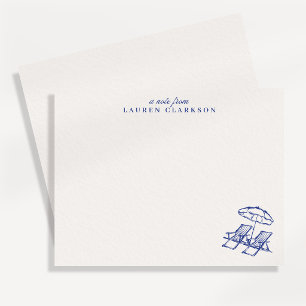 Coastal Beach Chairs Umbrella Note Card