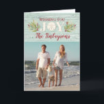 Coastal Beach Christmas Photo Card<br><div class="desc">A beautiful beach themed Christmas greeting card with the message,  Wishing you Joy.  This card is decorated with a sand dollar,  holly and sea grasses.</div>