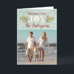 Coastal Beach Christmas Photo Card<br><div class="desc">A beautiful beach themed Christmas greeting card with the message,  Wishing you Joy.  This card is decorated with a sand dollar,  holly and sea grasses.</div>