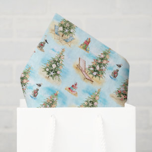 Coastal Beach Christmas Trees Tissue Paper