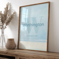 Coastal Beach Custom Family Last Name Wall Art