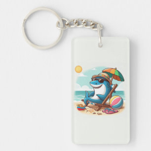 Coastal/Beach cute cartoon shark Keychain