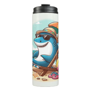 Coastal/Beach cute cartoon shark Thermal Tumbler