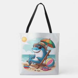 Coastal/Beach cute cartoon shark Tote Bag