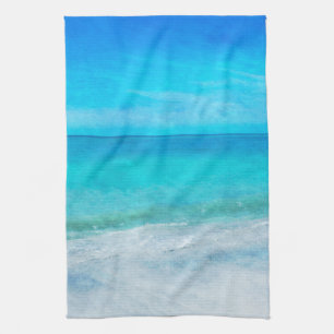Coastal Beach Decor in Teal Aqua Turquoise Blue Kitchen Towel