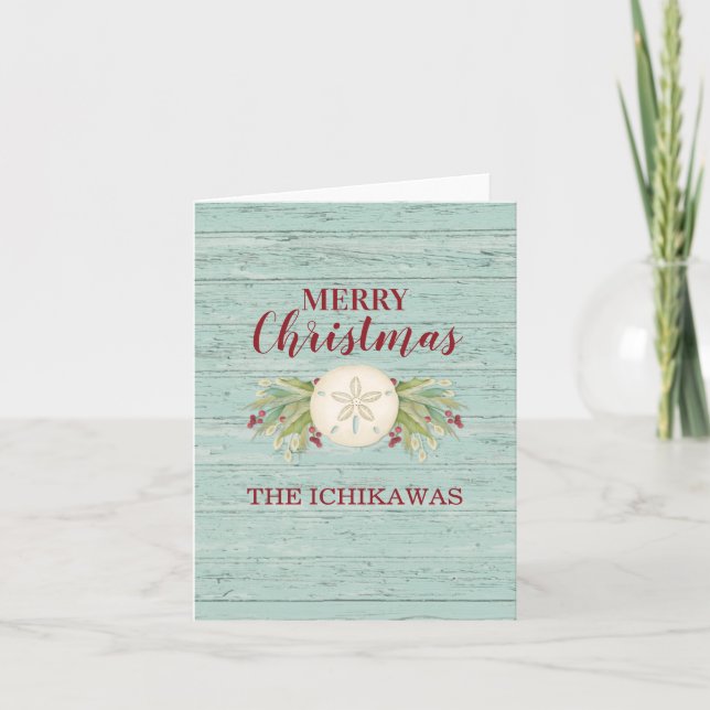 Coastal Beach Holiday Christmas Card (Front)