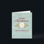 Coastal Beach Holiday Christmas Card<br><div class="desc">A rustic beach themed Christmas card decorated with a sand dollar and Christmas foliage. Card size is 4"x 6" Personalize it with your name for Christmas this year! Designed for you by Blackberry Boulevard.</div>