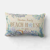Coastal Beach House Family Name Lumbar Pillow (Back)