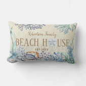 Coastal Beach House Family Name Lumbar Pillow (Front)