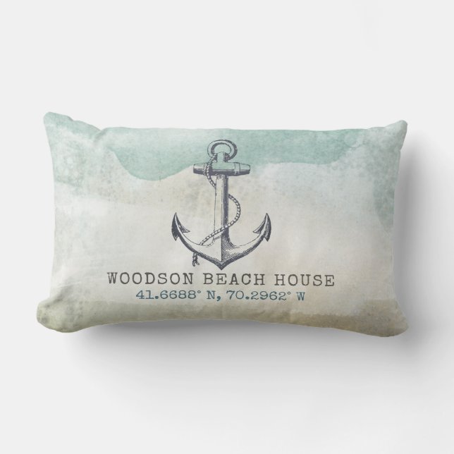 Coastal Beach House Nautical Family Coordinates  Lumbar Pillow (Front)