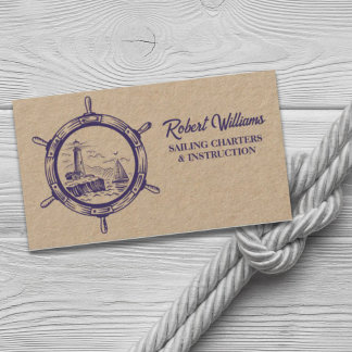 Coastal Beach Lighthouse Boating Sailing Nautical Business Card