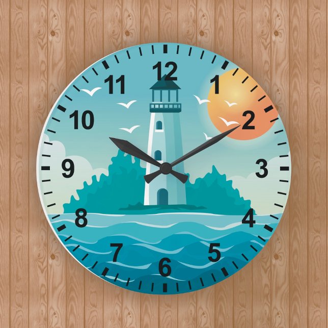 Coastal Beach Lighthouse Wall Clock (Creator Uploaded)