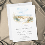 Coastal Beach Modern Watercolor Wedding Invitation<br><div class="desc">This elegant beach watercolor wedding invitation featuring soft coastal dunes and ocean hues. Perfect for seaside weddings,  this minimalist coastal design offers a romantic,  modern look that sets the tone for a relaxed yet refined celebration. Created by Simply Farmhouse Press.</div>