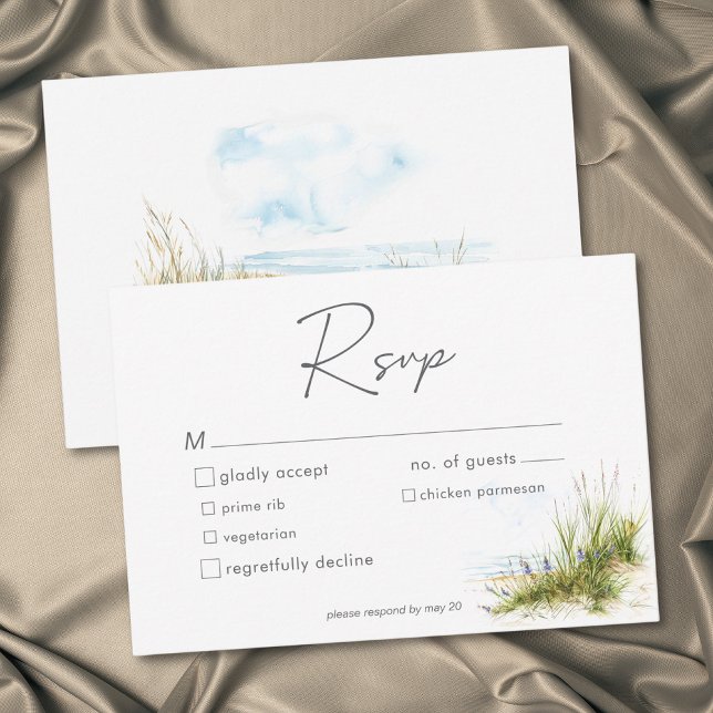 Coastal Beach Modern Watercolor Wedding RSVP Card (Coastal Beach Modern Watercolor Wedding RSVP Card)