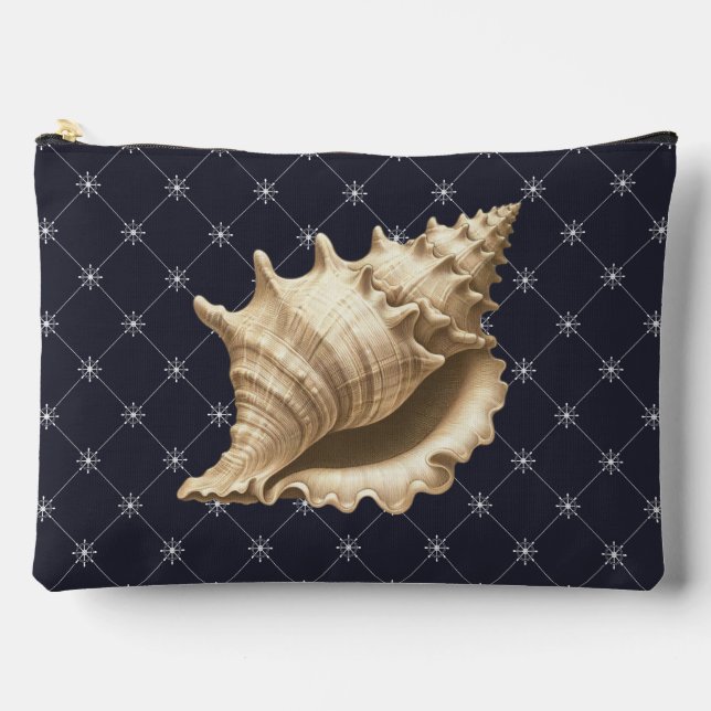 Coastal/beach/nautical seashell  accessory pouch (Front)