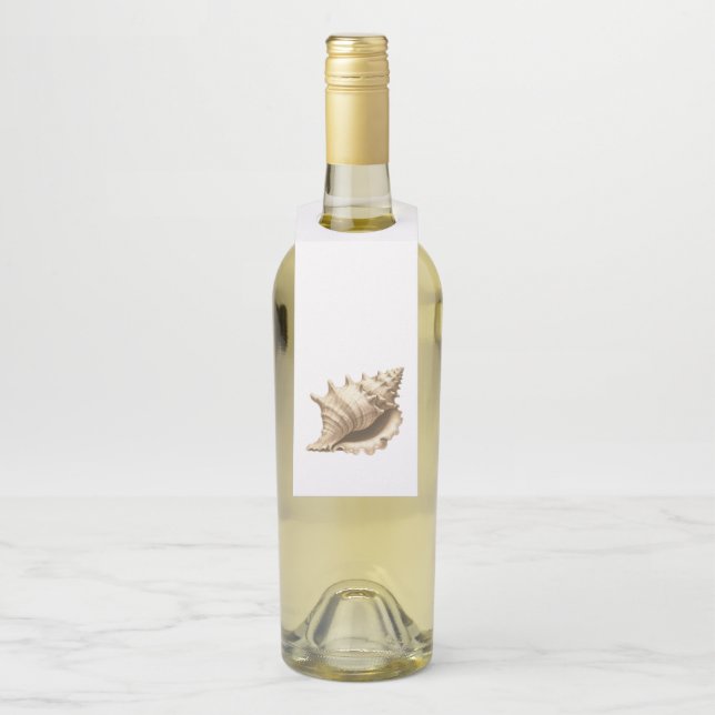 Coastal/beach/nautical seashell  bottle tag (On Bottle)