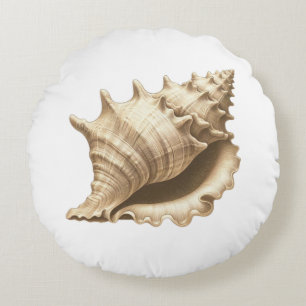 Coastal/beach/nautical seashell  round pillow