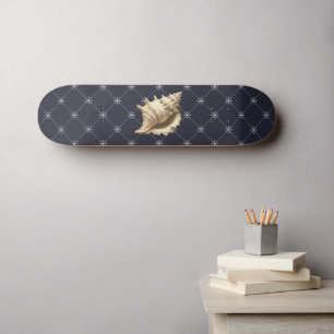Coastal/beach/nautical seashell skateboard