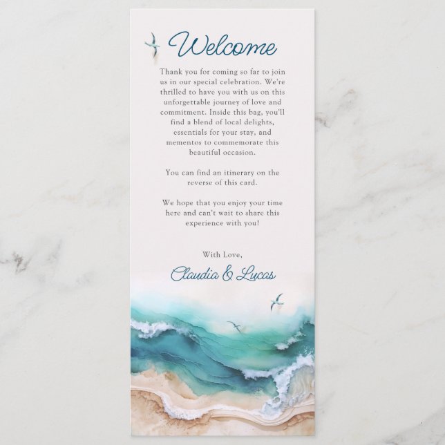 Coastal Beach Ocean Wedding Program (Front)