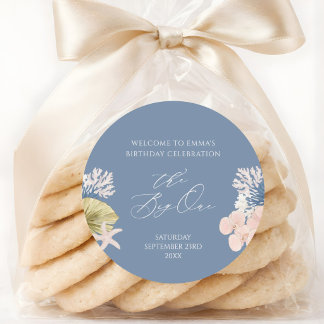 Coastal Beach One First Birthday Favour Labels