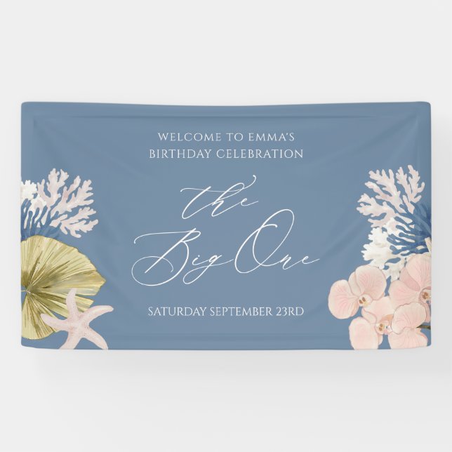 Coastal Beach One First Birthday Welcome Banner (Horizontal)