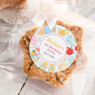 Coastal Beach Pastel Doodle Girls Birthday Classic Round Sticker