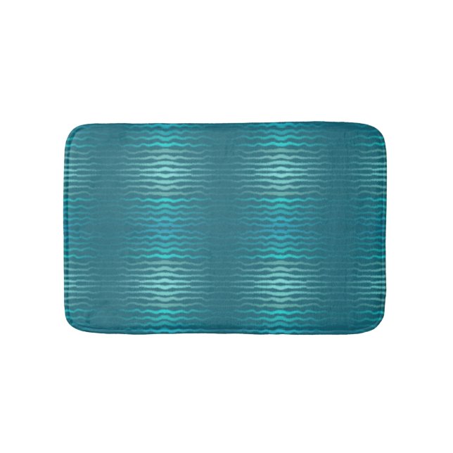 Coastal Beach Salty Turquoise Wave Abstract Design Bath Mat (Front)