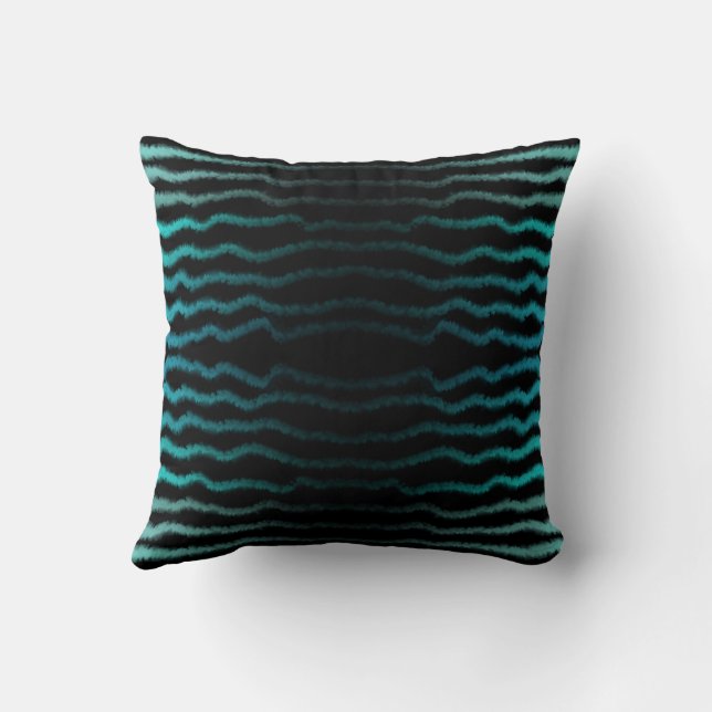 Coastal Beach Salty Turquoise Waves Abstract Art  Throw Pillow (Back)