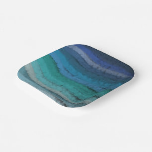 Coastal Beach Salty Waves On Black  Paper Plate