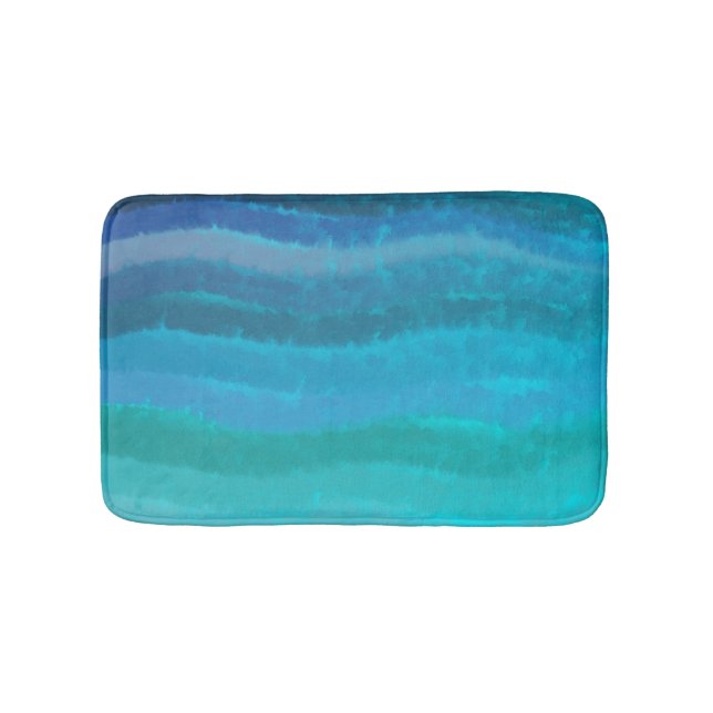 Coastal Beach Salty Waves On Turquoise  Bath Mat (Front)