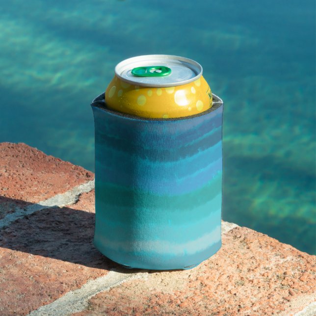 Coastal Beach Salty Waves On Turquoise  Can Cooler (In Situ Pool)