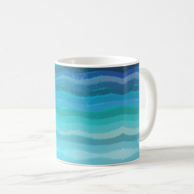 Coastal Beach Salty Waves On Turquoise  Coffee Mug (Front Right)