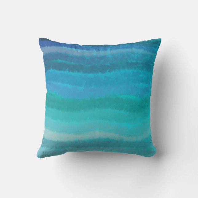 Coastal Beach Salty Waves On Turquoise  Throw Pillow (Back)